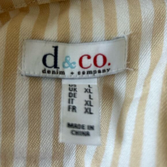 Denim & Co. Striped Button Up  Shirt/Jacket Peplum Hem Women L - Picture 4 of 4